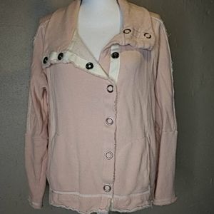 CAbi Sweater Jacket Asymetrical Raw Ragged Edges S